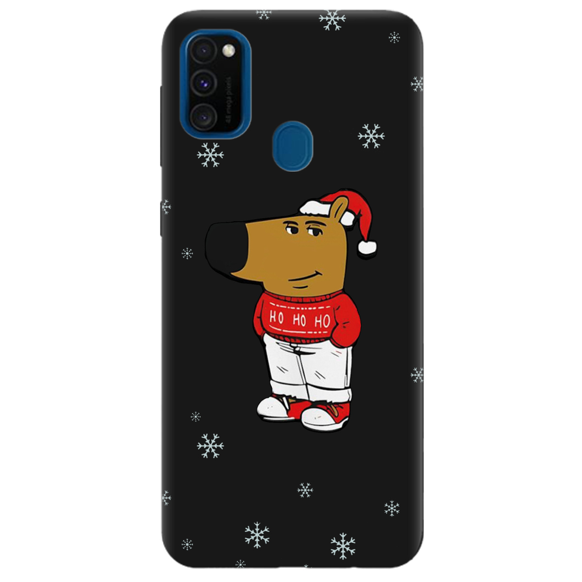 Чохол для Samsung Galaxy M21 чорний матовий soft touch Chill Guy Santa - фото 1 - Чохли для телефонів