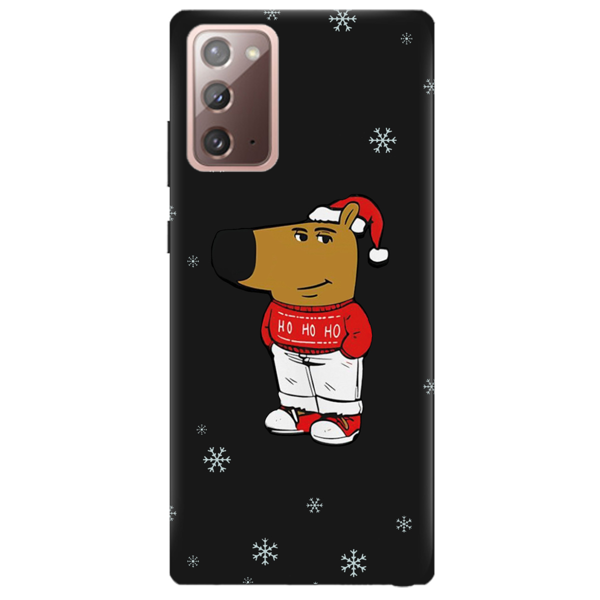 Чехол для Samsung Galaxy Note 20 черный матовый soft touch Chill Guy Santa - фото 1 - Чехлы для телефонов