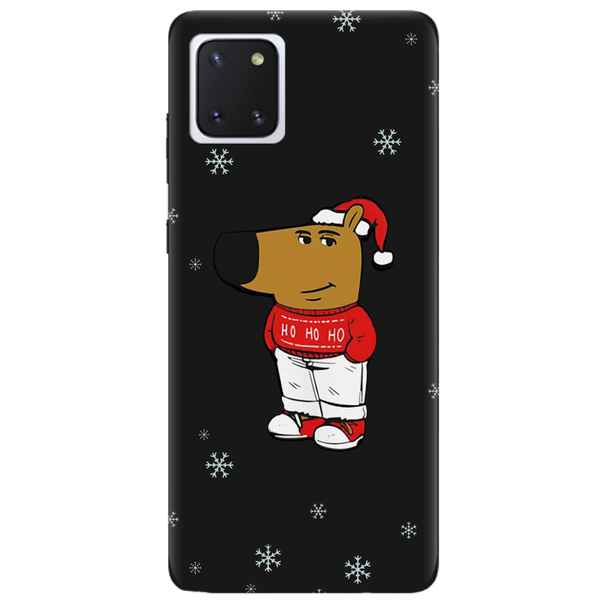 Чехол для Samsung Galaxy Note 10 Lite черный матовый soft touch Chill Guy Santa - фото 1 - Чехлы для телефонов