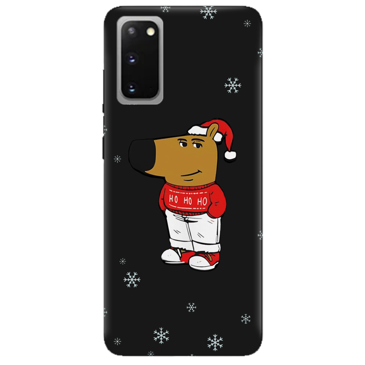 Чохол для Samsung Galaxy S20 чорний матовий soft touch Chill Guy Santa - фото 1 - Чохли для телефонів