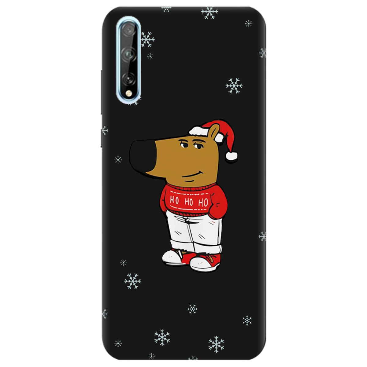 Чехол для Huawei P Smart S черный матовый soft touch Chill Guy Santa - фото 1 - Чехлы для телефонов