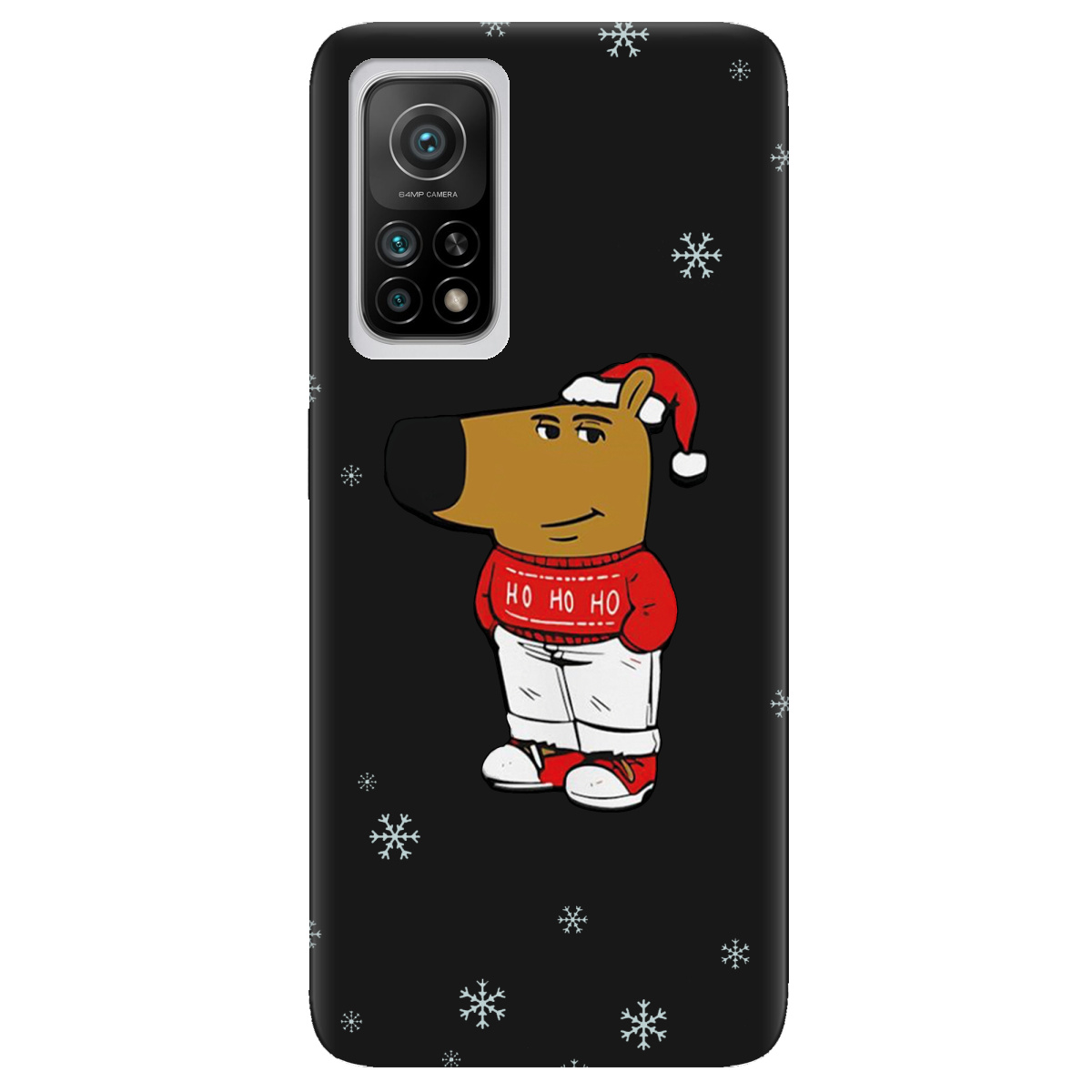 Чехол для Xiaomi Mi 10T/ Mi 10T Pro черный матовый soft touch Chill Guy Santa - фото 1 - Чехлы для телефонов
