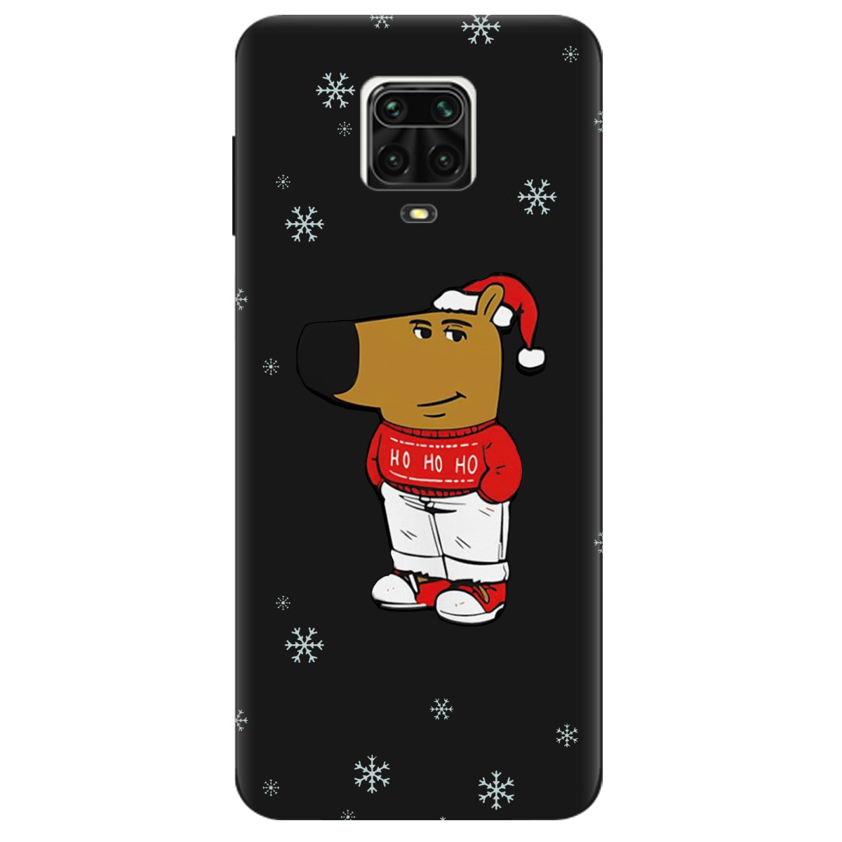 Чохол для Xiaomi Redmi Note 9s чорний матовий soft touch Chill Guy Santa - фото 1 - Чохли для телефонів