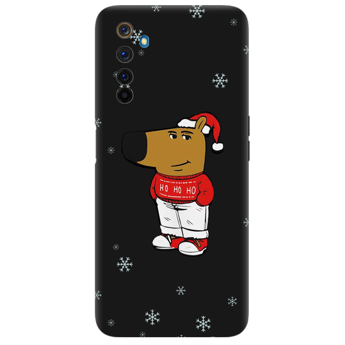 Чохол для Realme 6 Pro чорний матовий soft touch Chill Guy Santa - фото 1 - Чохли для телефонів