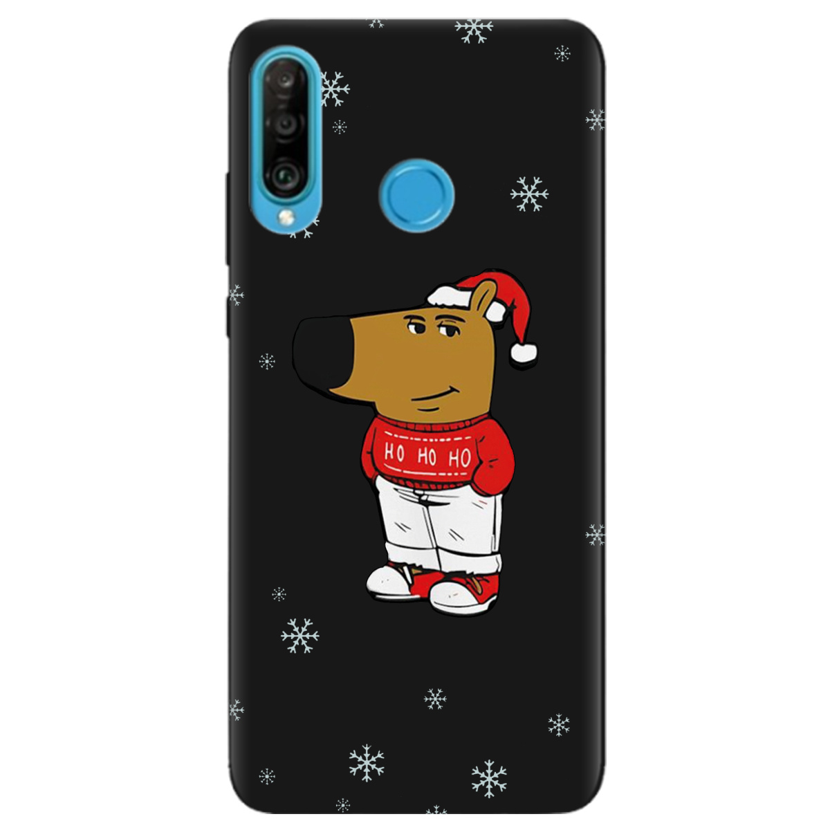 Чехол для Huawei P30 Lite черный матовый soft touch Chill Guy Santa - фото 1 Чехол для Huawei P30 Lite черный матовый soft touch Chill Guy Santa - фото 1 - Чехлы для телефонов