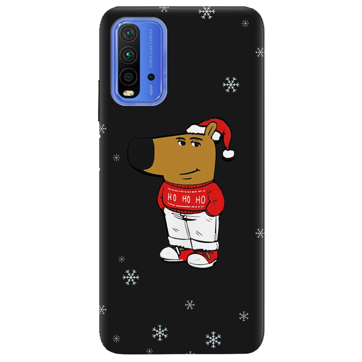 Чехол для Xiaomi Redmi 9T черный матовый soft touch Chill Guy Santa - фото 1 - Чехлы для телефонов