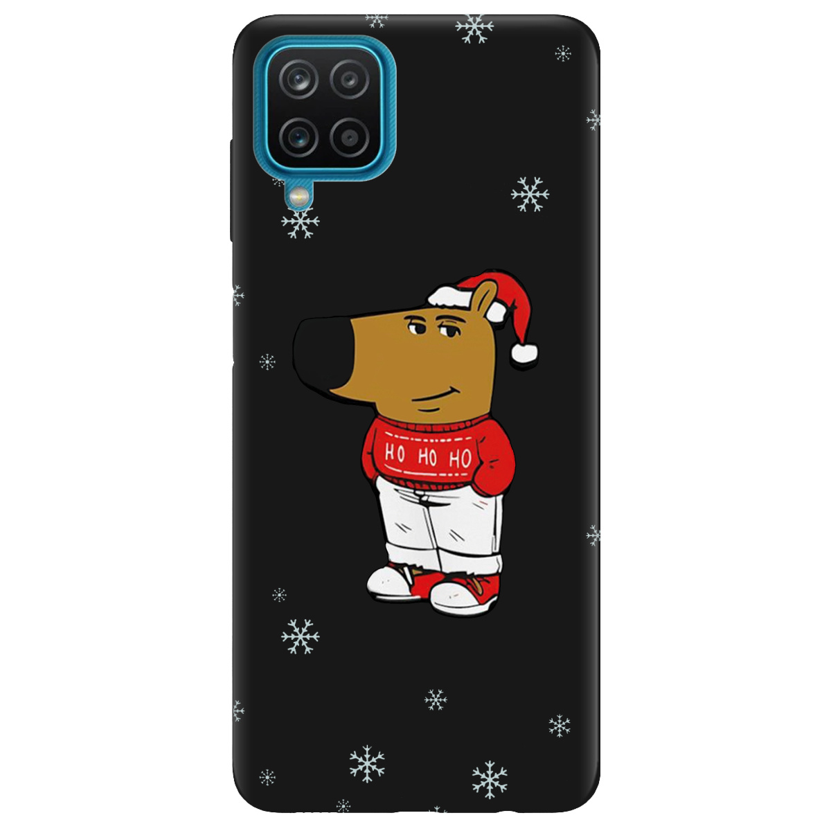 Чохол для Samsung Galaxy M12 чорний матовий soft touch Chill Guy Santa - фото 1 - Чохли для телефонів