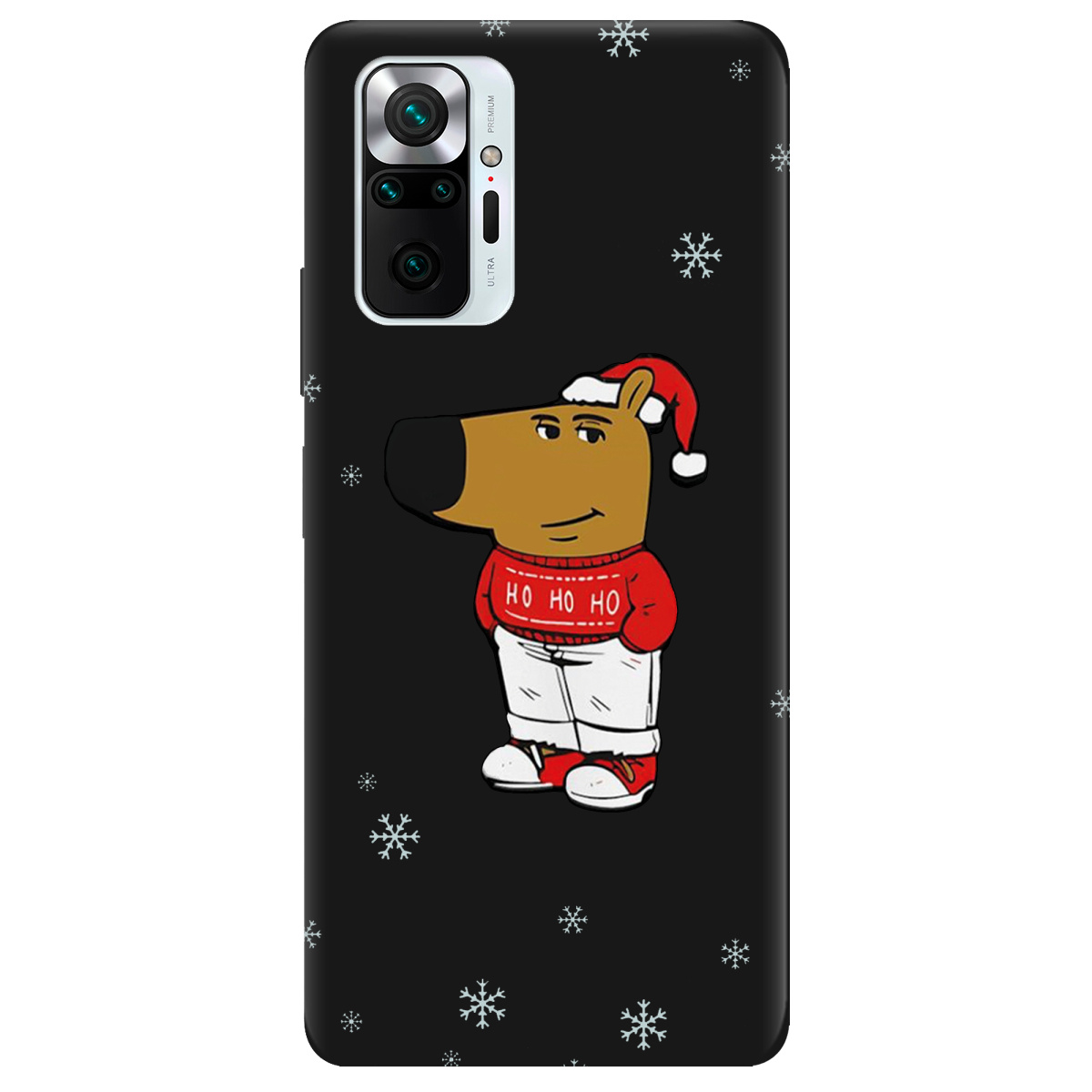 Чехол для Xiaomi Redmi Note 10 Pro черный матовый soft touch Chill Guy Santa - фото 1 - Чехлы для телефонов