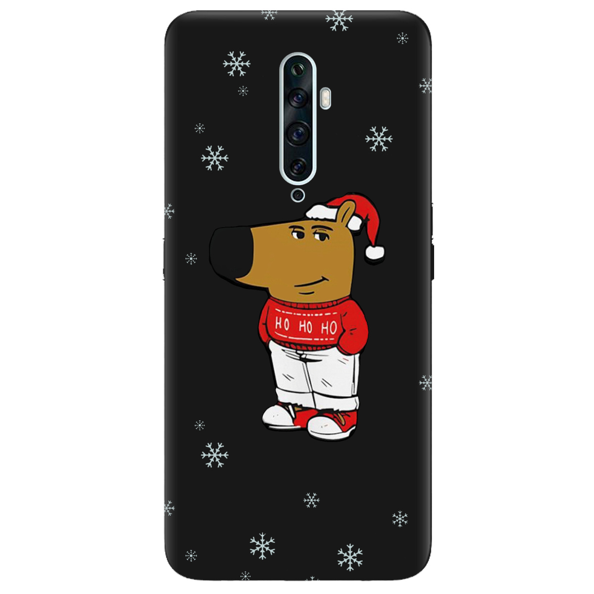 Чохол для Oppo Reno 2 чорний матовий soft touch Chill Guy Santa - фото 1 - Чохли для телефонів