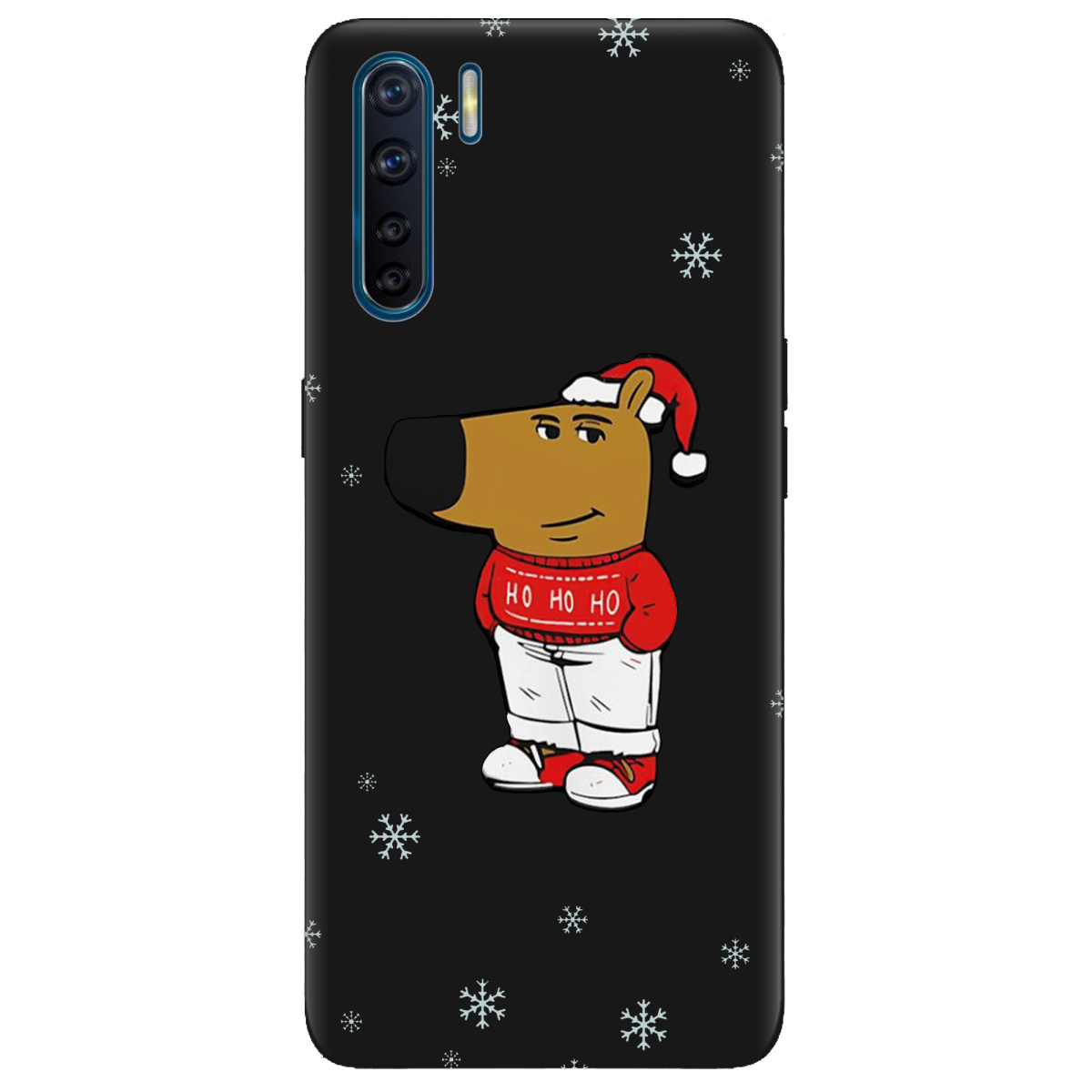 Чехол для Oppo A91 черный матовый soft touch Chill Guy Santa - фото 1 - Чехлы для телефонов