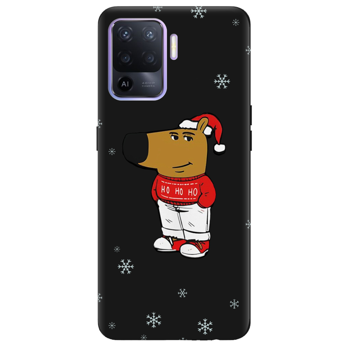 Чохол для Oppo Reno 5 Lite чорний матовий soft touch Chill Guy Santa - фото 1 - Чохли для телефонів