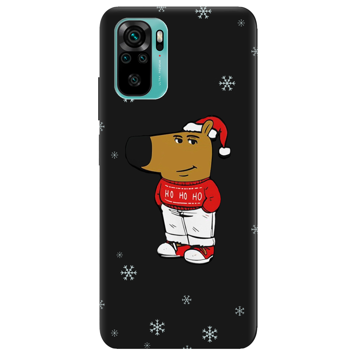 Чехол для Xiaomi Redmi Note 10s черный матовый soft touch Chill Guy Santa - фото 1 Чехол для Xiaomi Redmi Note 10s черный матовый soft touch Chill Guy Santa - фото 1 - Чехлы для телефонов