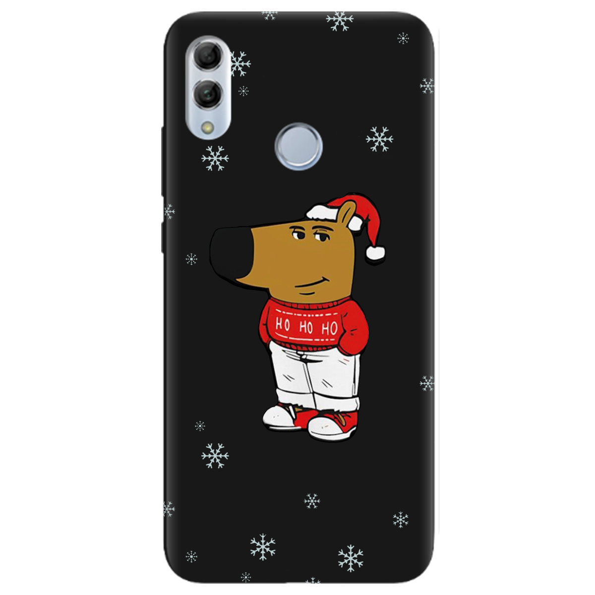 Чохол для Huawei Honor 10 Lite чорний матовий soft touch Chill Guy Santa - фото 1 - Чохли для телефонів