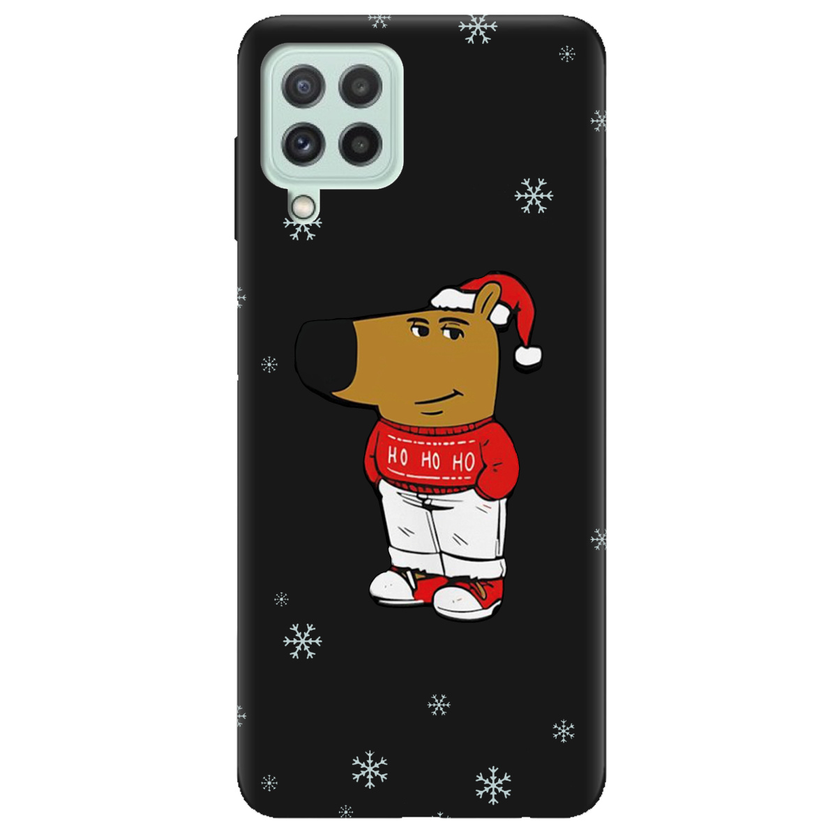 Чехол для Samsung Galaxy M32 черный матовый soft touch Chill Guy Santa - фото 1 - Чехлы для телефонов