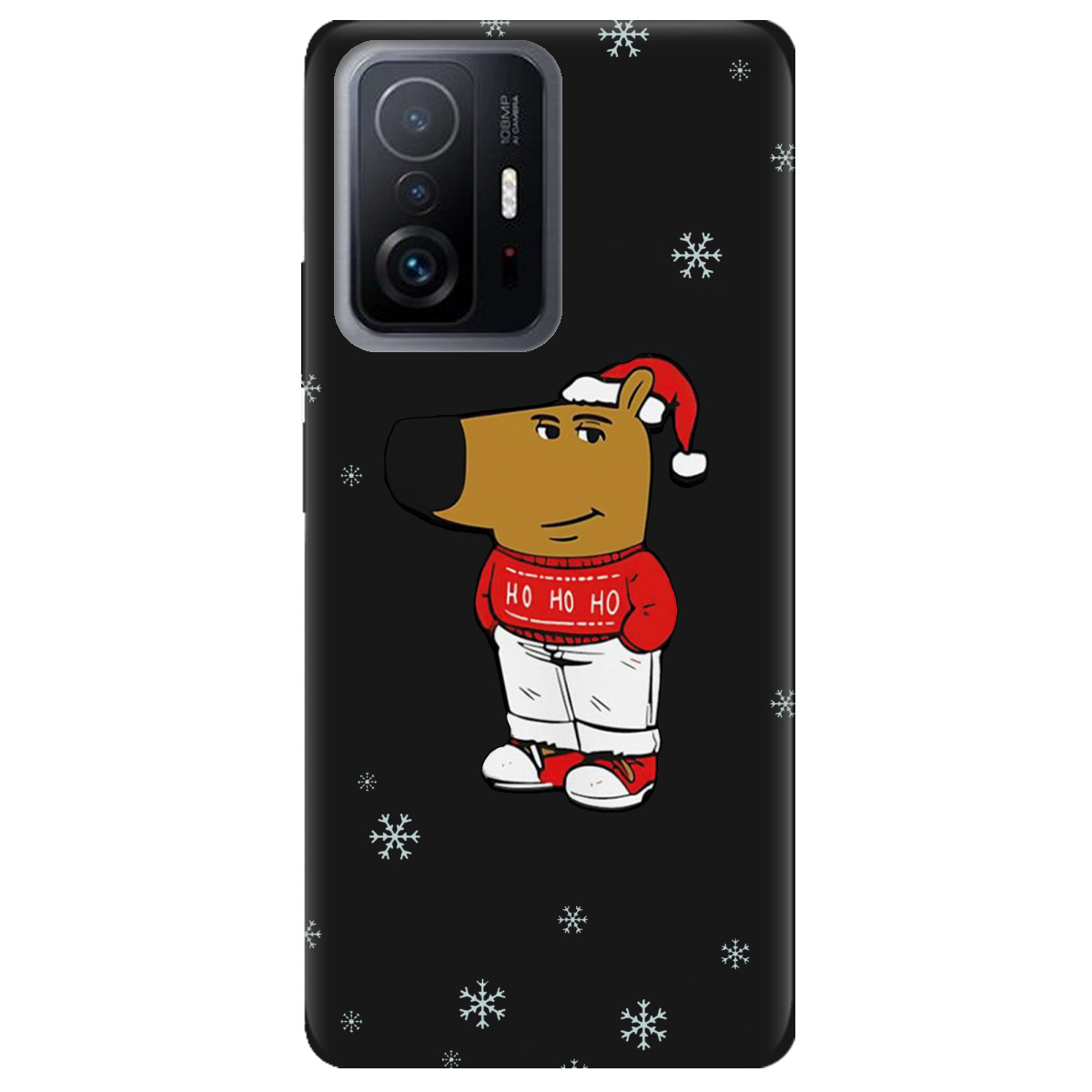 Чохол для Xiaomi 11T Pro чорний матовий soft touch Chill Guy Santa - фото 1 - Чохли для телефонів