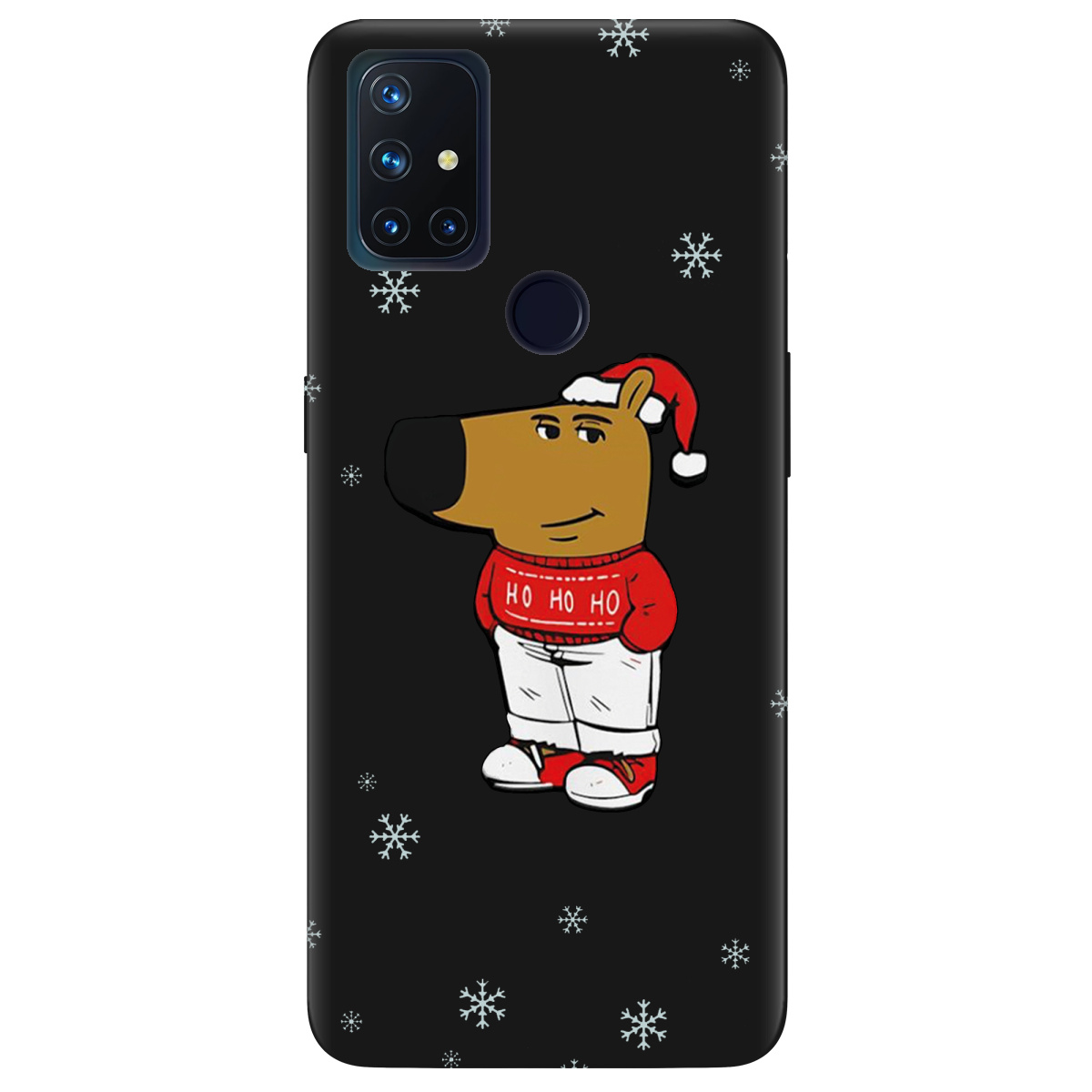Чохол для OnePlus Nord N10 5G чорний матовий soft touch Chill Guy Santa - фото 1 - Чохли для телефонів