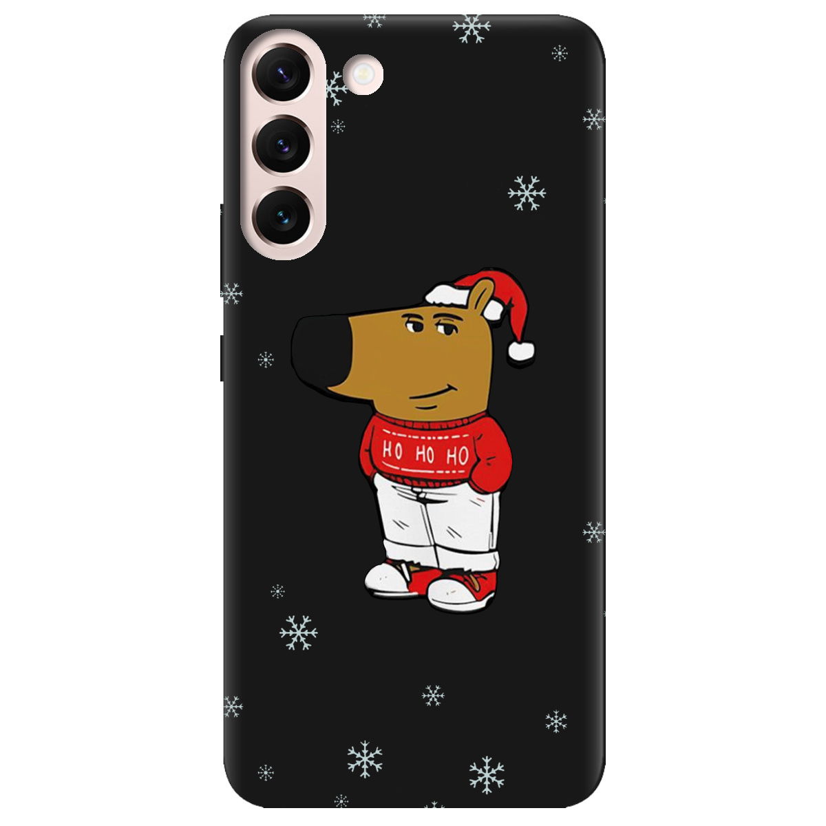 Чехол для Samsung Galaxy S22 черный матовый soft touch Chill Guy Santa - фото 1 - Чехлы для телефонов