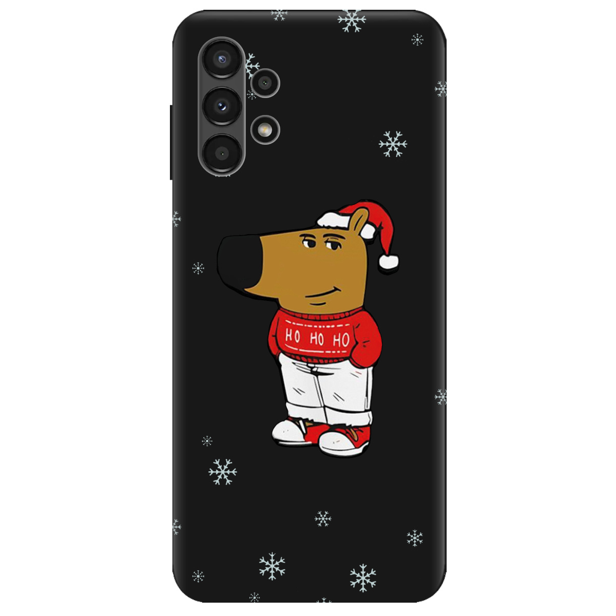 Чохол для Samsung Galaxy A13 4G чорний матовий soft touch Chill Guy Santa - фото 1 - Чохли для телефонів