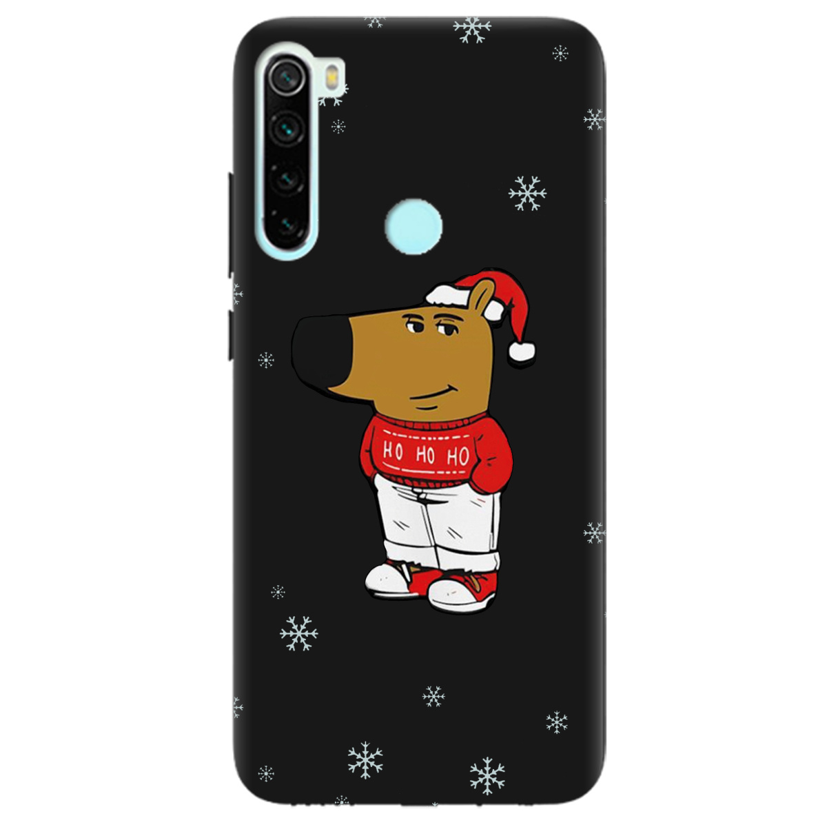 Чохол для Xiaomi Redmi Note 8 чорний матовий soft touch Chill Guy Santa - фото 1 - Чохли для телефонів