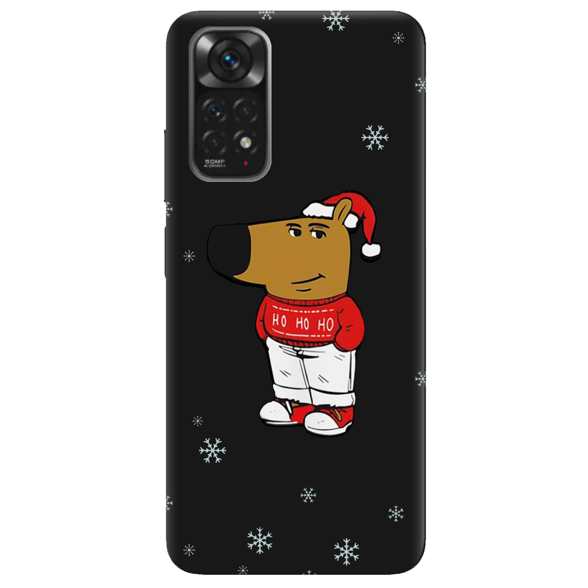 Чехол для Xiaomi Redmi Note 11 черный матовый soft touch Chill Guy Santa - фото 1 - Чехлы для телефонов