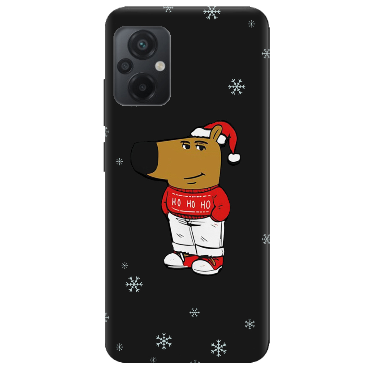 Чохол для Xiaomi Poco M5 чорний матовий soft touch Chill Guy Santa - фото 1 Чохол для Xiaomi Poco M5 чорний матовий soft touch Chill Guy Santa - фото 1 - Чохли для телефонів