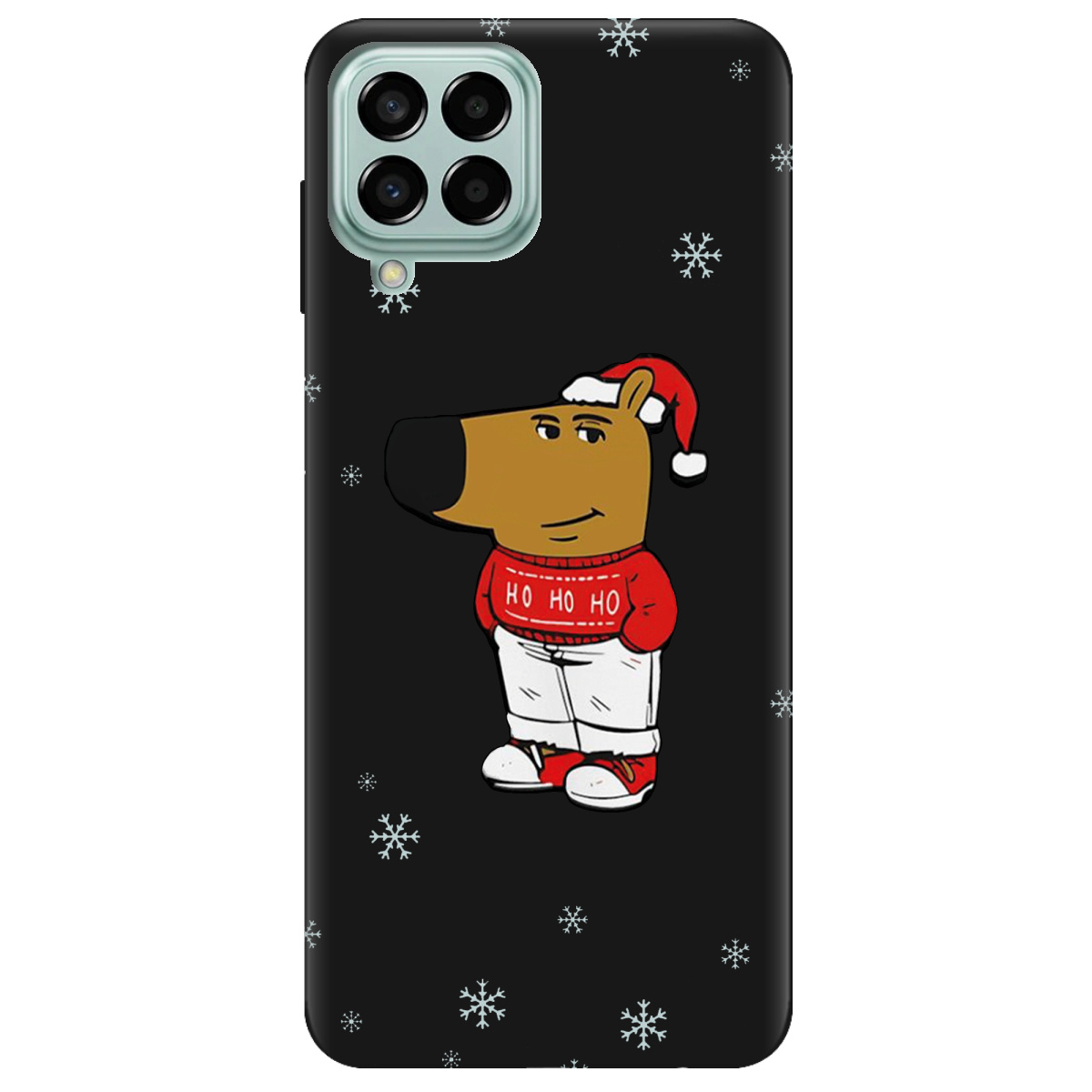 Чехол для Samsung Galaxy M33 5G черный матовый soft touch Chill Guy Santa - фото 1 - Чехлы для телефонов