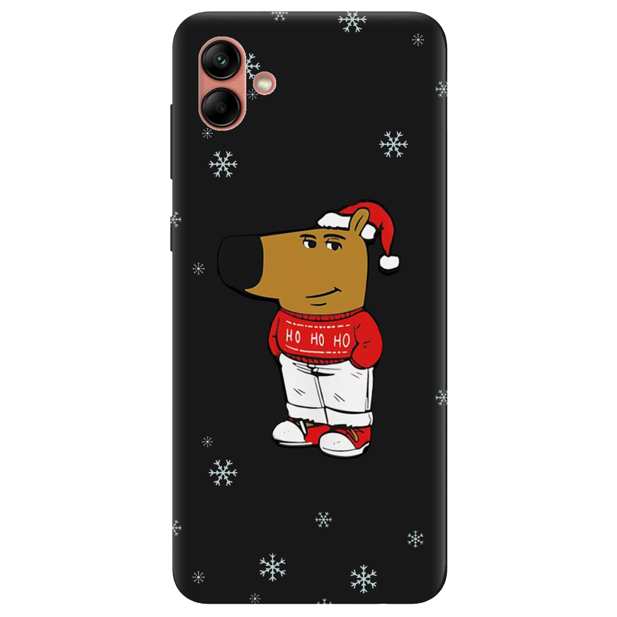 Чехол для Samsung Galaxy A04 черный матовый soft touch Chill Guy Santa - фото 1 - Чехлы для телефонов