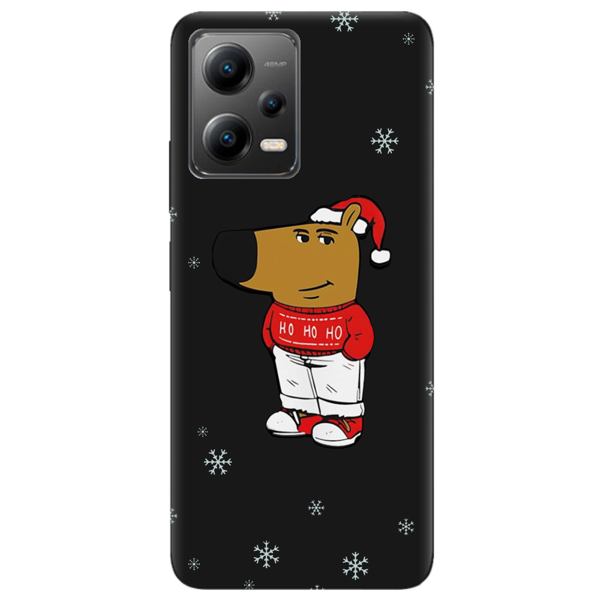 Чохол для Xiaomi Poco X5 5G чорний матовий soft touch Chill Guy Santa - фото 1 - Чохли для телефонів