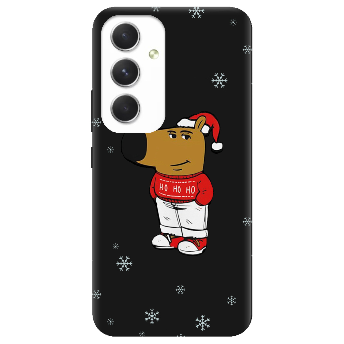 Чехол для Samsung Galaxy A54 черный матовый soft touch Chill Guy Santa - фото 1 - Чехлы для телефонов