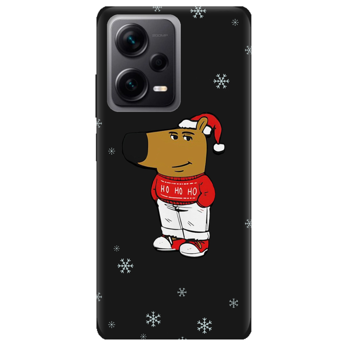 Чохол для Xiaomi Redmi Note 12 Pro + 5G чорний матовий soft touch Chill Guy Santa - фото 1 - Чохли для телефонів