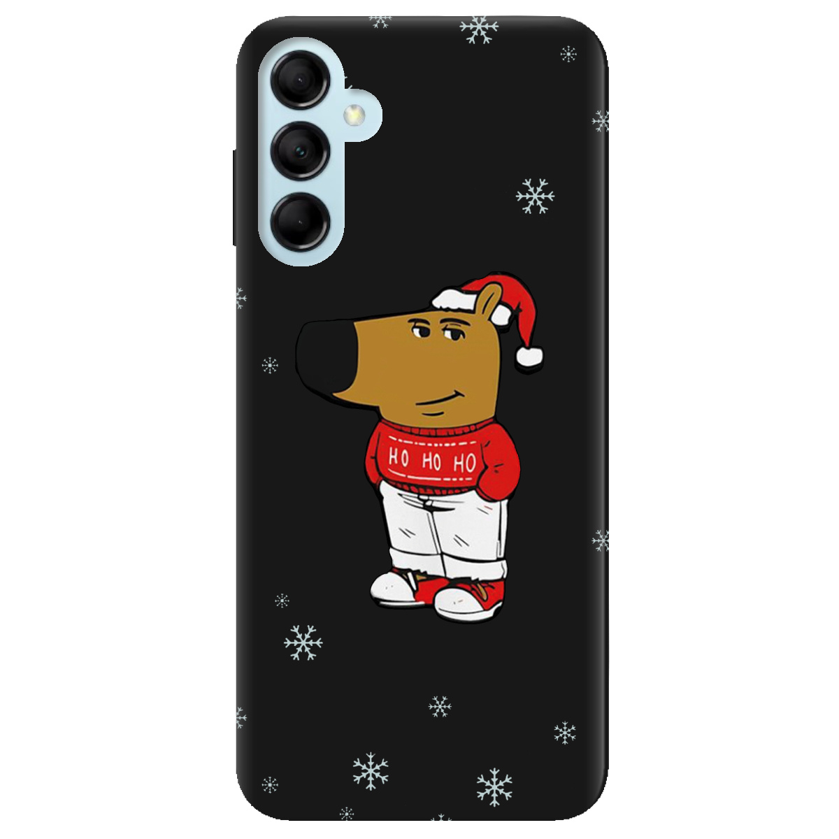 Чехол для Samsung Galaxy M14 5G черный матовый soft touch Chill Guy Santa - фото 1 - Чехлы для телефонов