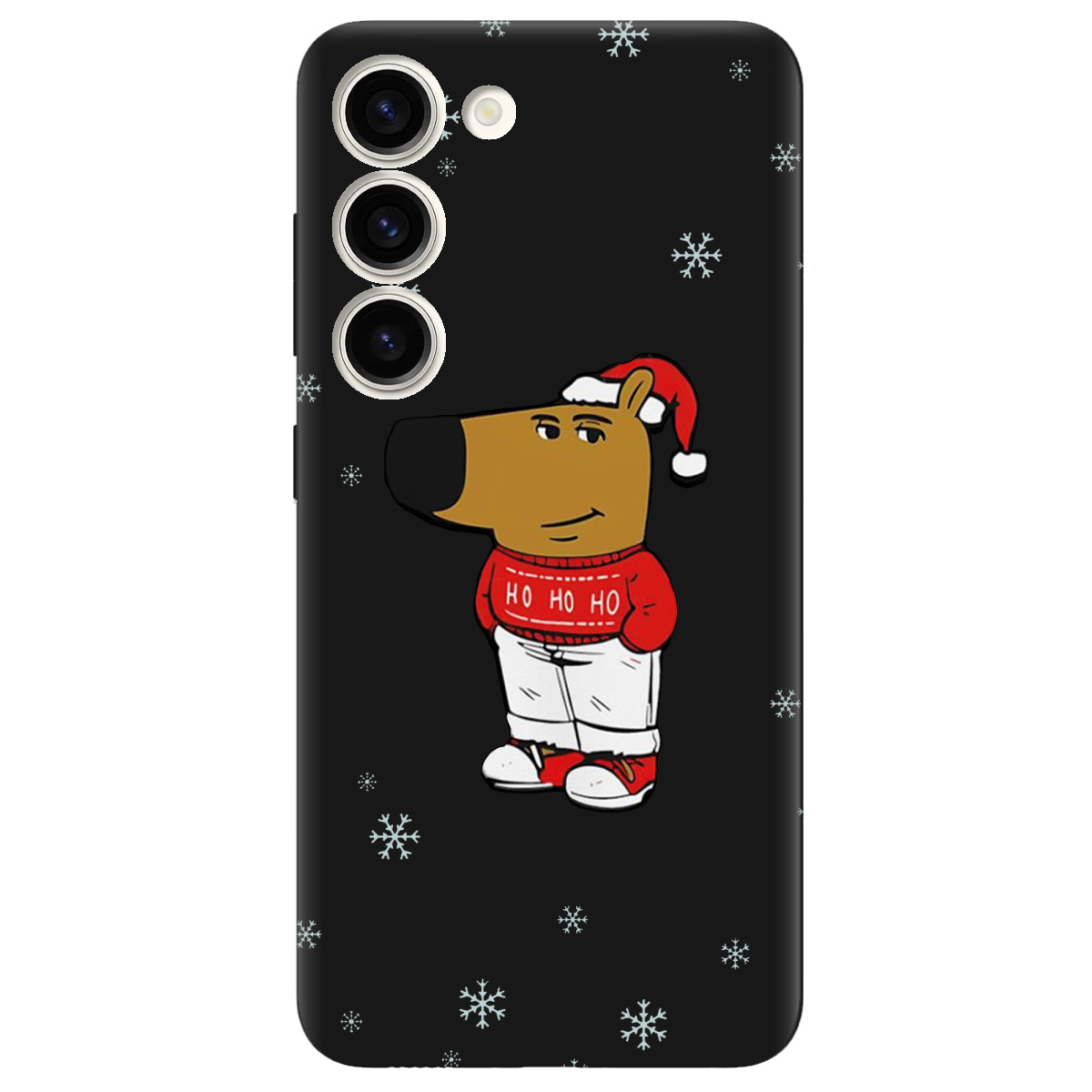Чохол для Samsung Galaxy S23 Plus чорний матовий soft touch Chill Guy Santa - фото 1 Чохол для Samsung Galaxy S23 Plus чорний матовий soft touch Chill Guy Santa - фото 1 - Чохли для телефонів