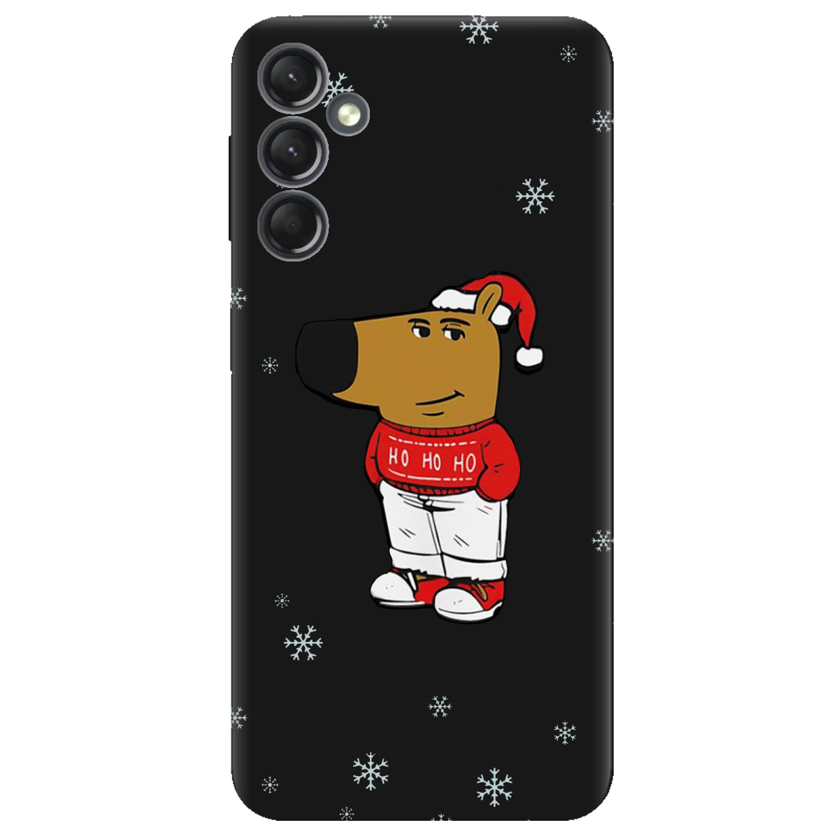 Чехол для Samsung Galaxy A25 черный матовый soft touch Chill Guy Santa - фото 1 - Чехлы для телефонов