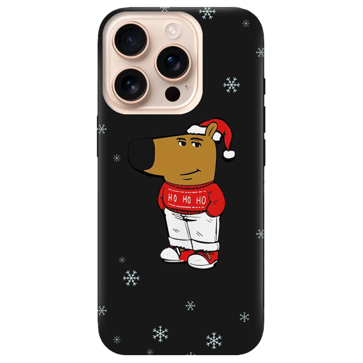 Чохол для Apple iPhone 16 Pro чорний матовий soft touch Chill Guy Santa - фото 1 - Чохли для телефонів