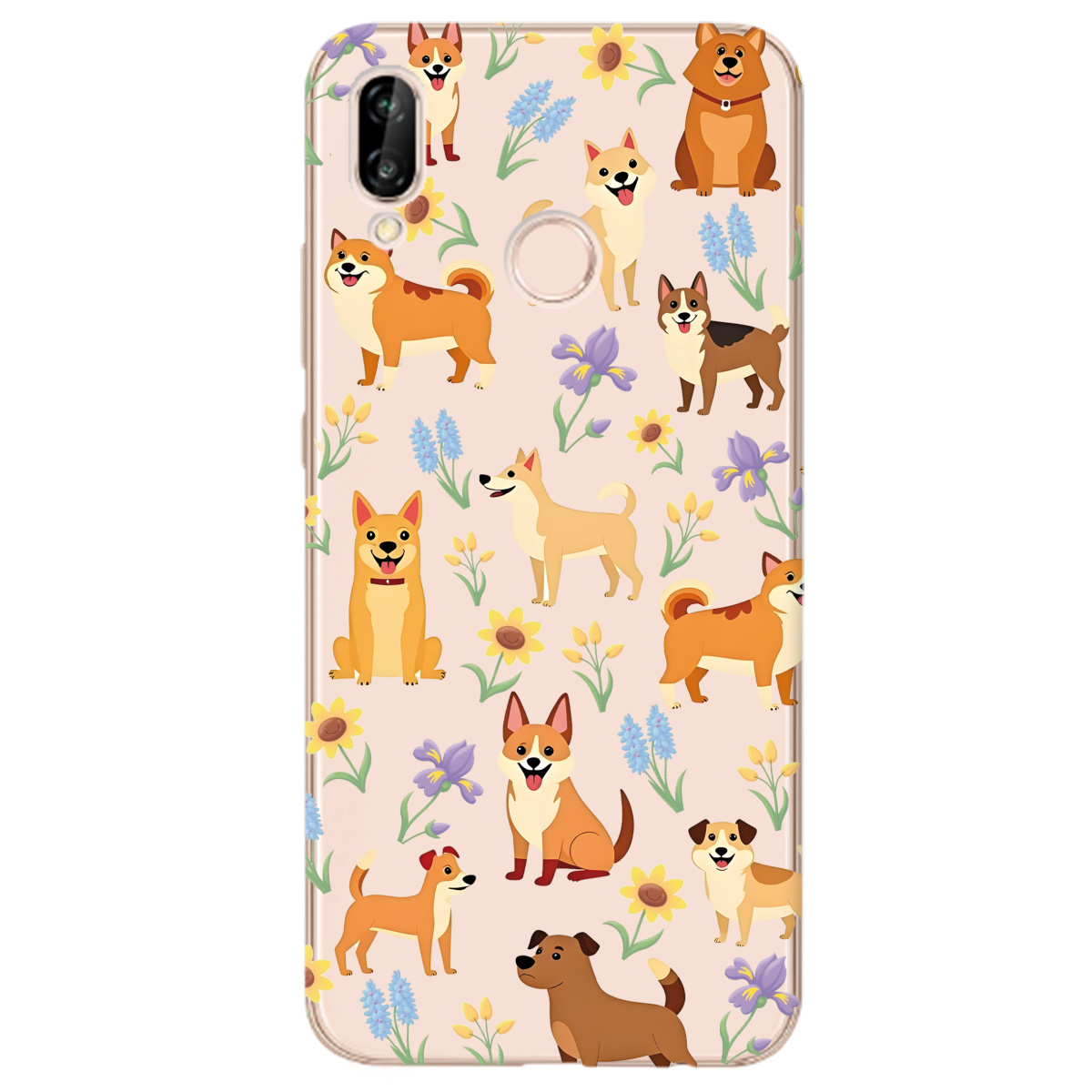 Чохол для Huawei P20 Lite Blooming Puppies - фото 1 Чохол для Huawei P20 Lite Blooming Puppies - фото 1 - Чохли для телефонів