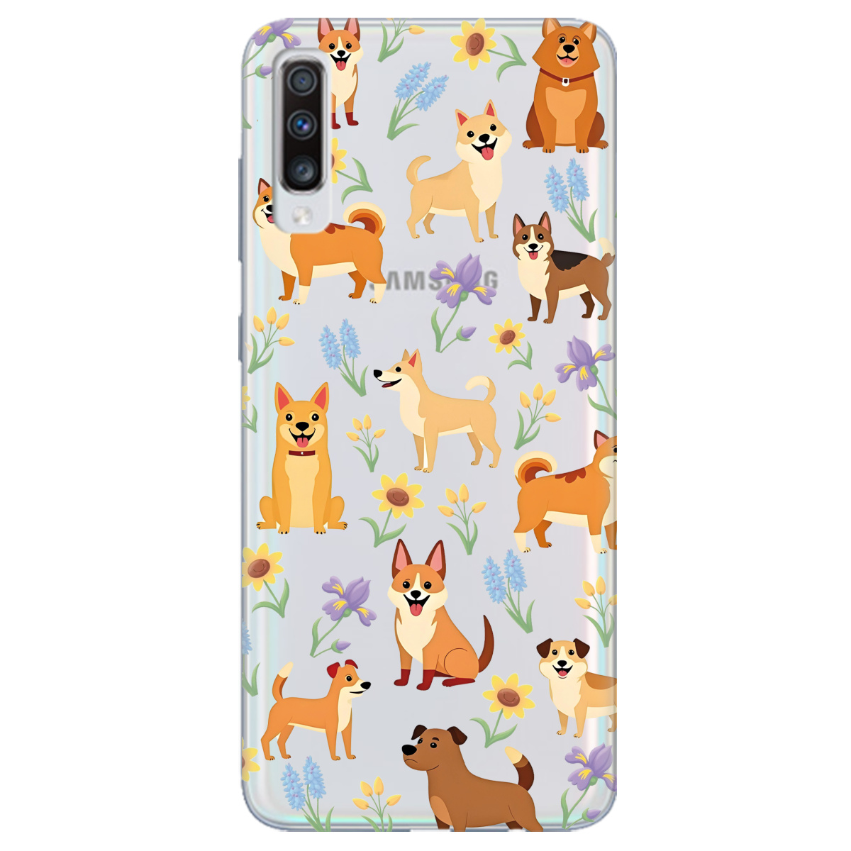 Чехол для Samsung Galaxy A70 Blooming Puppies - фото 1 - Чехлы для телефонов