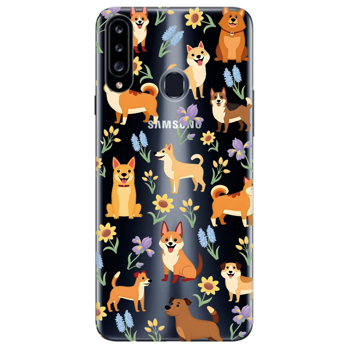 Чохол для Samsung Galaxy A20s Blooming Puppies - фото 1 Чохол для Samsung Galaxy A20s Blooming Puppies - фото 1 - Чохли для телефонів