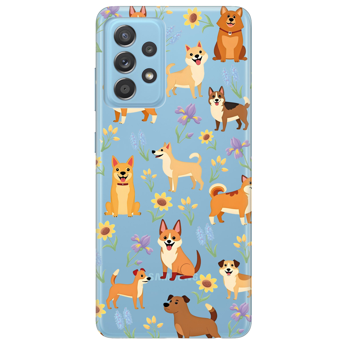 Чехол для Samsung Galaxy A52 Blooming Puppies - фото 1 Чехол для Samsung Galaxy A52 Blooming Puppies - фото 1 - Чехлы для телефонов