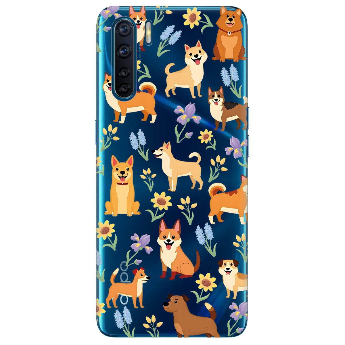 Чохол для Oppo Reno 3 Blooming Puppies - фото 1 Чохол для Oppo Reno 3 Blooming Puppies - фото 1 - Чохли для телефонів