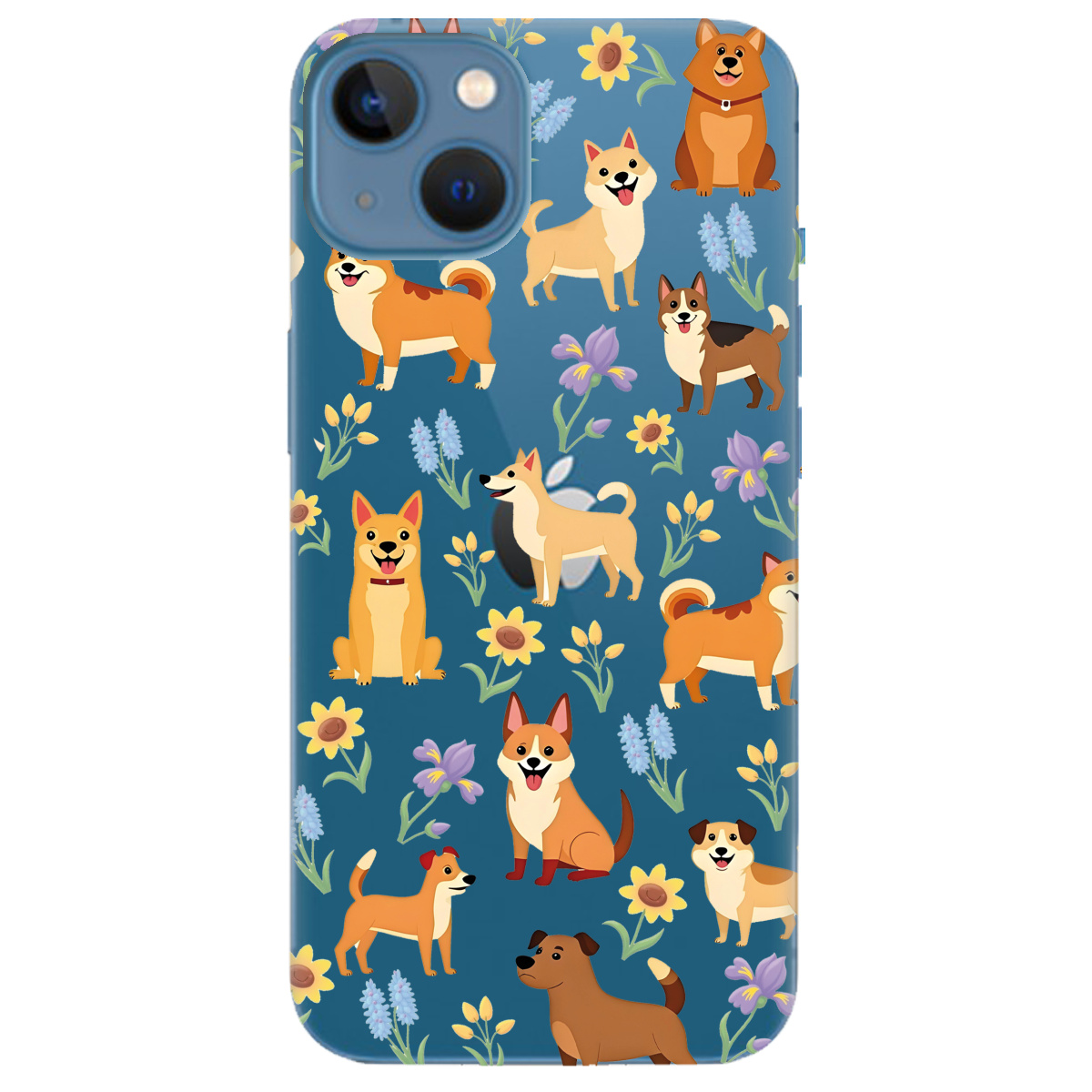 Чехол для Apple iPhone 13 Blooming Puppies - фото 1 - Чехлы для телефонов