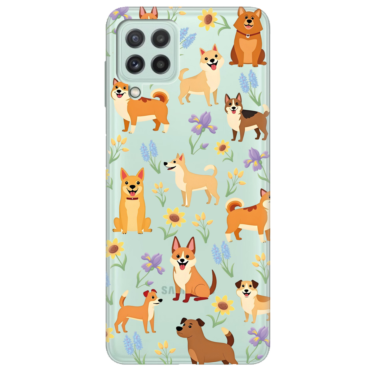 Чехол для Samsung Galaxy M22 Blooming Puppies - фото 1 - Чехлы для телефонов