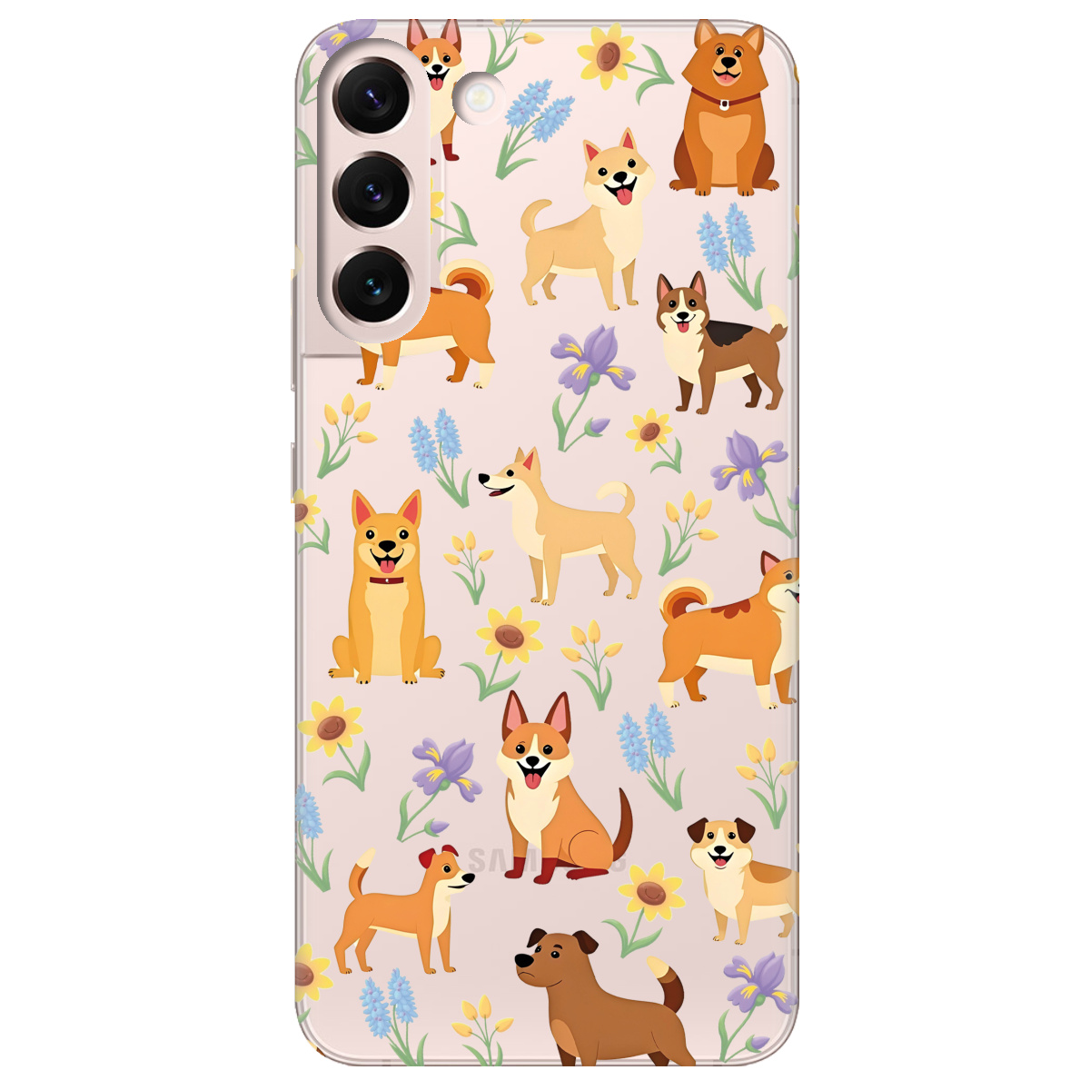 Чехол для Samsung Galaxy S22 Blooming Puppies - фото 1 - Чехлы для телефонов