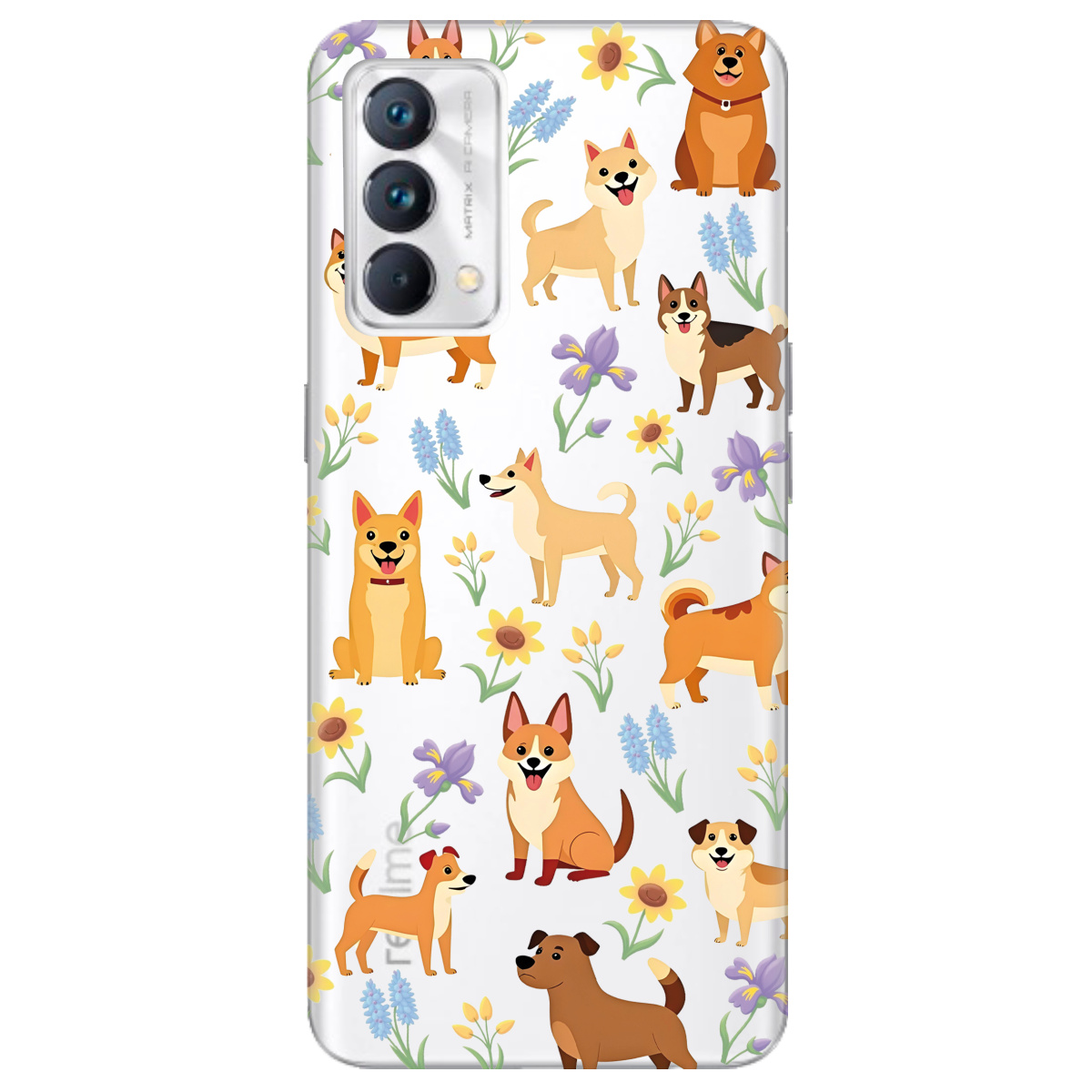 Чохол для Realme GT Master Blooming Puppies - фото 1 Чохол для Realme GT Master Blooming Puppies - фото 1 - Чохли для телефонів