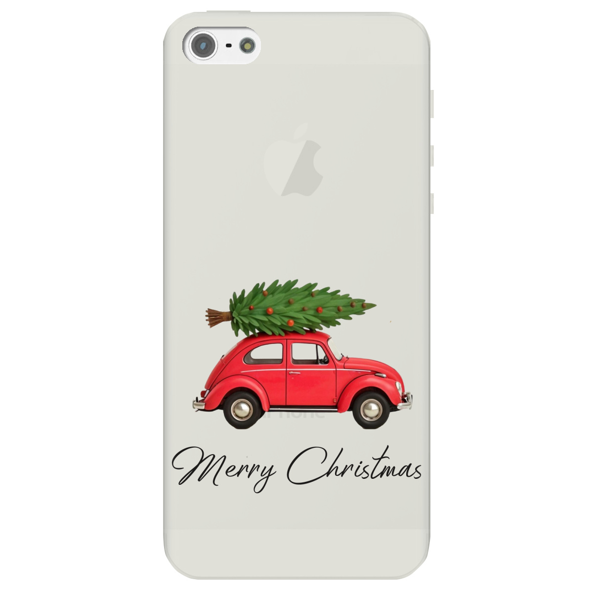 Чехол для Apple iPhone 5 / 5S полупрозрачный матовый soft touch Christmas on Wheels - фото 1 - Чехлы для телефонов