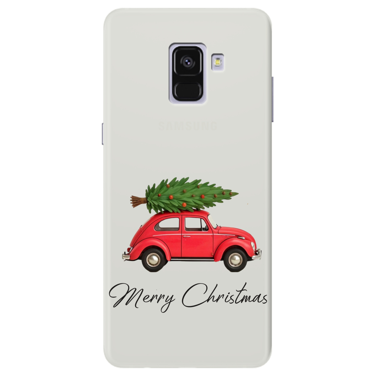 Чехол для Samsung Galaxy A8 Plus 2018 полупрозрачный матовый soft touch Christmas on Wheels - фото 1 - Чехлы для телефонов