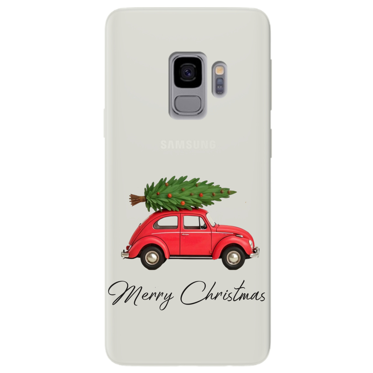 Чохол для Samsung Galaxy S9 напівпрозорий матовий soft touch Christmas on Wheels - фото 1 - Чохли для телефонів