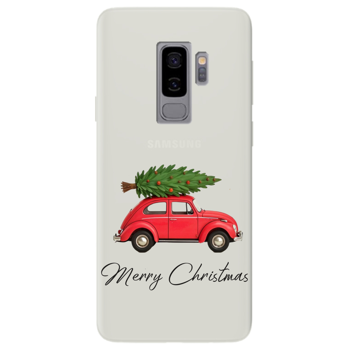 Чехол для Samsung Galaxy S9 Plus полупрозрачный матовый soft touch Christmas on Wheels - фото 1 - Чехлы для телефонов