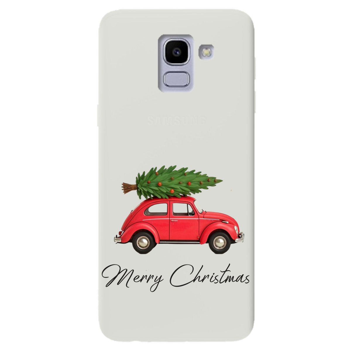 Чехол для Samsung Galaxy J6 2018 полупрозрачный матовый soft touch Christmas on Wheels - фото 1 - Чехлы для телефонов