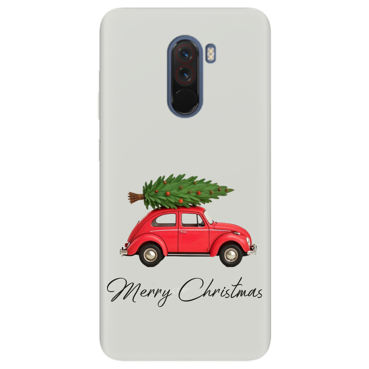 Чехол для Xiaomi Pocophone F1 полупрозрачный матовый soft touch Christmas on Wheels - фото 1 - Чехлы для телефонов