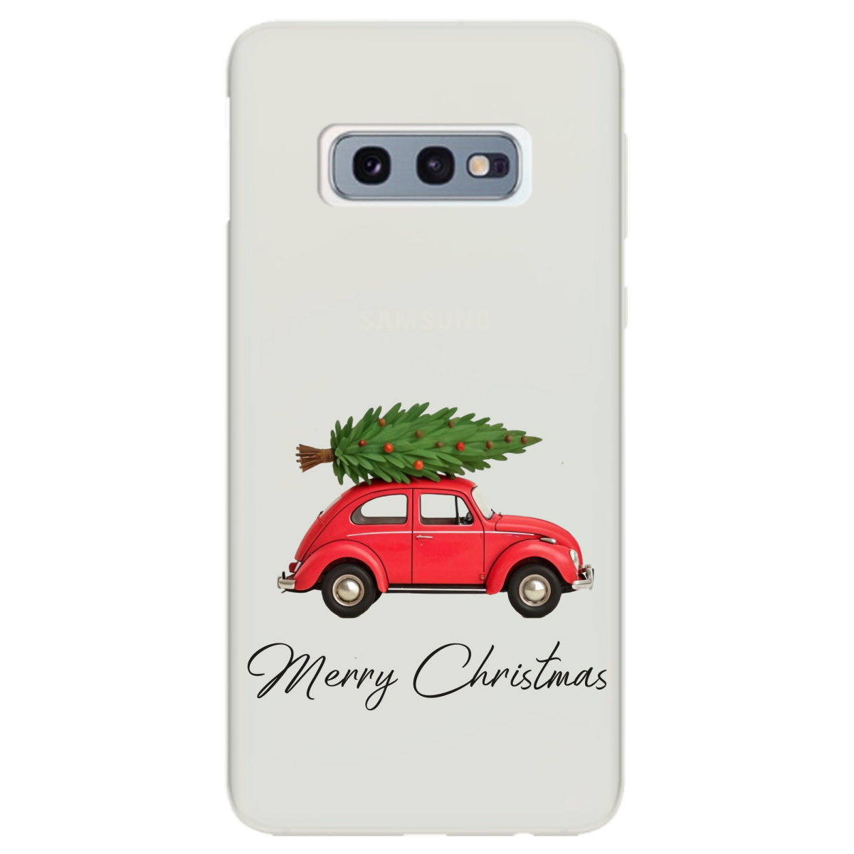 Чехол для Samsung Galaxy S10e полупрозрачный матовый soft touch Christmas on Wheels - фото 1 - Чехлы для телефонов